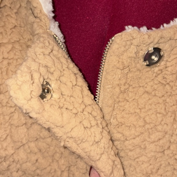 C&C California Sherpa jacket coat / faux fur lining tan / white lining Size M - Picture 4 of 14